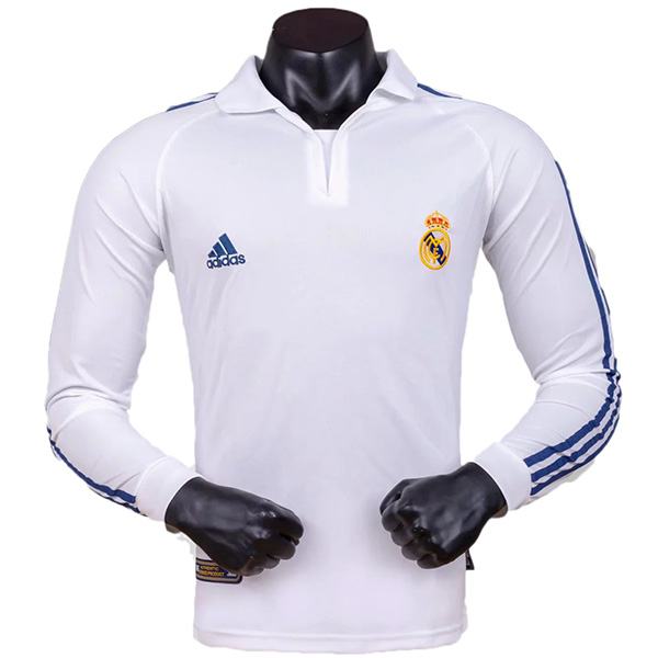 Maillot manches longues domicile Real Madrid Retro Jersey Men's 1st Soccer Sportwear Football Shirt 2001/02