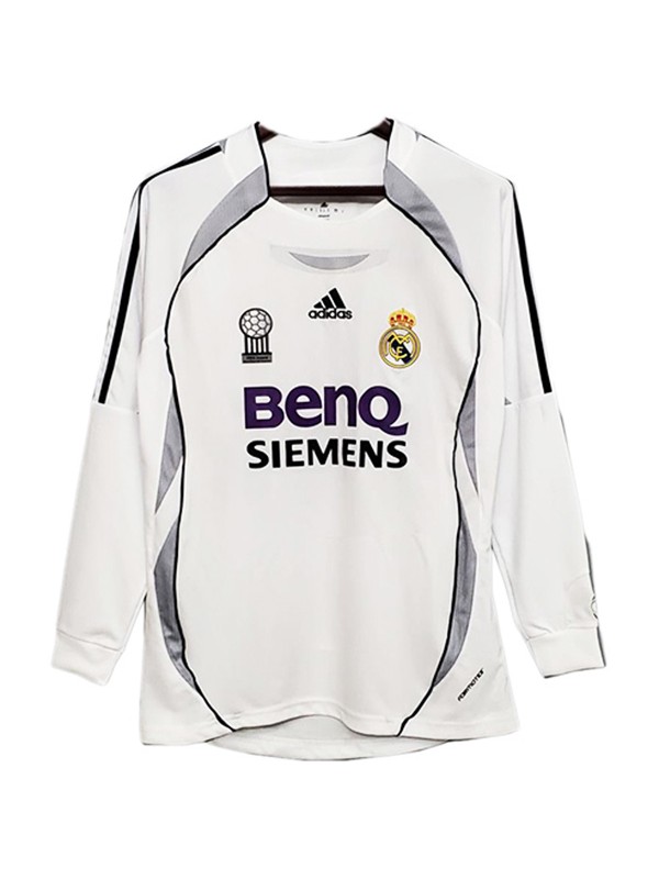 Real madrid maillot rétro manches longues domicile premier kit de football sportswear pour hommes en tête maillot de sport 2006-2007