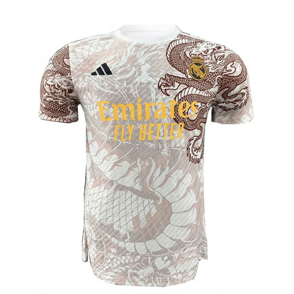 Real Madrid blanc marron version spéciale joueur maillot de football dragon uniforme de football kit de football de sport pour hommes chemise haute 2024-2025