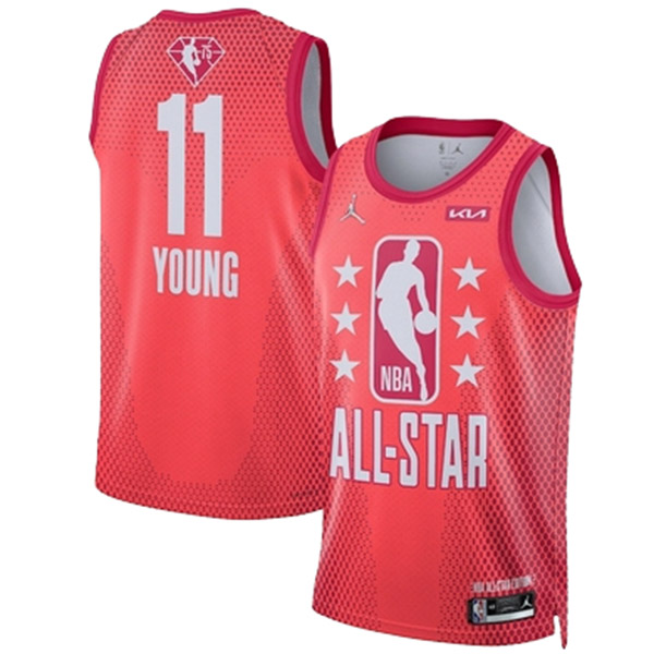 2022 all star game atlanta hawks 11 trae jeune maillot de basket-ball uniforme swingman kit édition limitée chemise rouge
