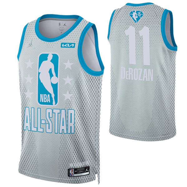 2022 all star game chicago bulls 11 derozan maillot uniforme de basket-ball swingman kit édition limitée chemise grise