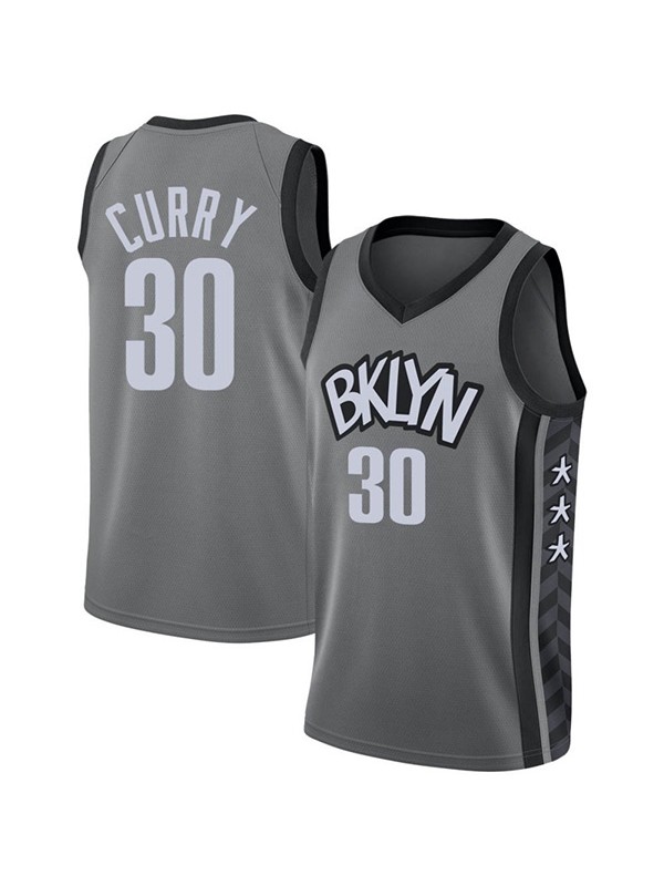 Brooklyn Nets 30 Stephen Curry maillot 75e uniforme de basket-ball de la ville swingman édition limitée chemise grise 2022