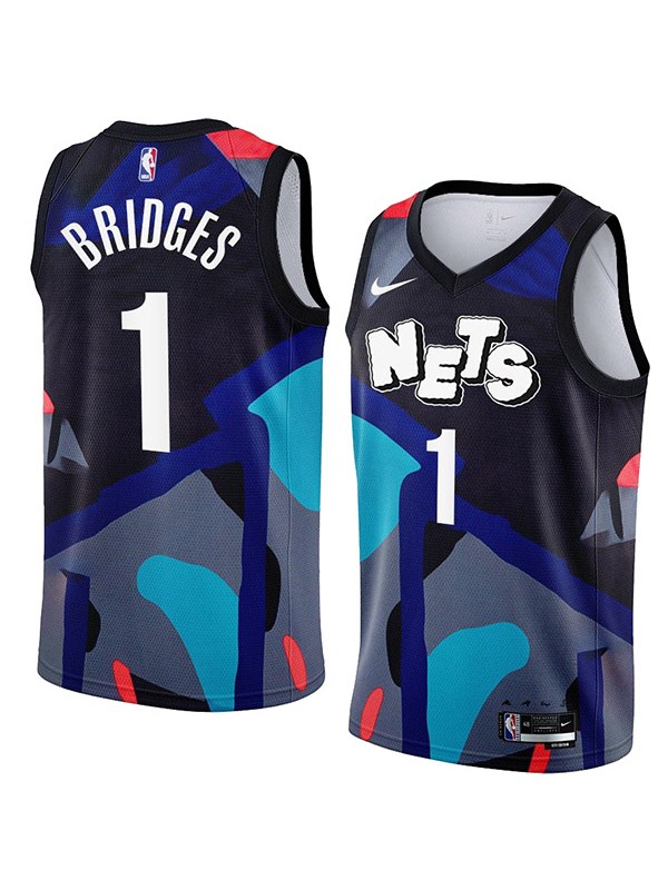 Brooklyn Nets jersey city edition Mikal Bridges KAWS 1 black uniform men's basketball shirt swingman vest 2023-2024 