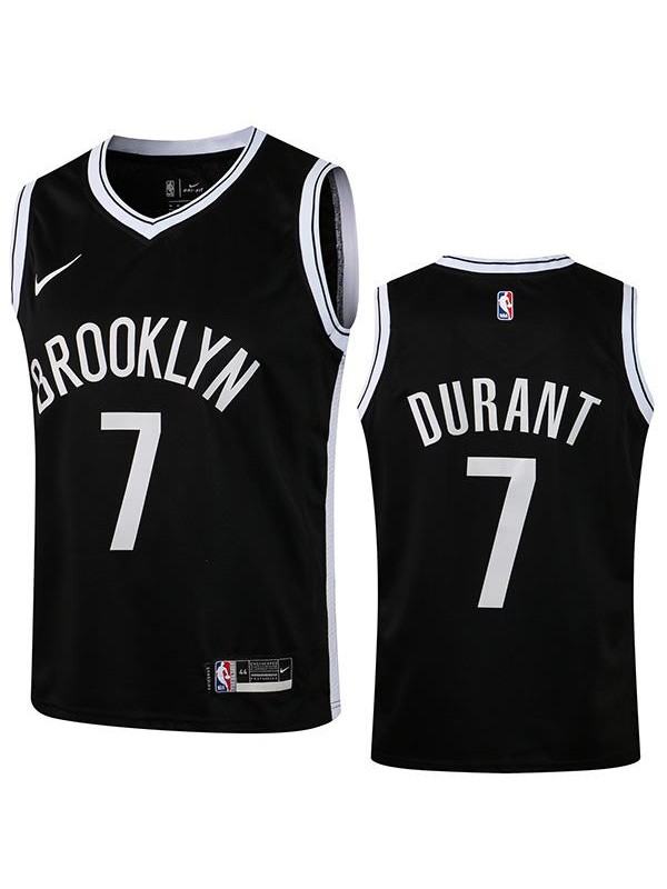 Brooklyn Nets Kevin Wayne Durant 7 Maillot NBA Basketball Swingman à col en V pour homme noir blanc 2021