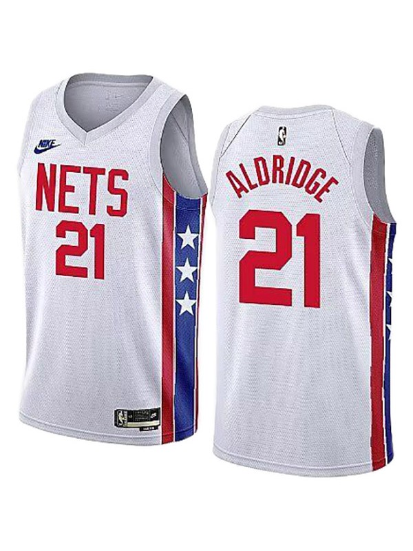 Brooklyn Nets LaMarcus Aldridge maillot classique ville 21 uniforme de basket-ball swingman édition limitée chemise blanche 2023