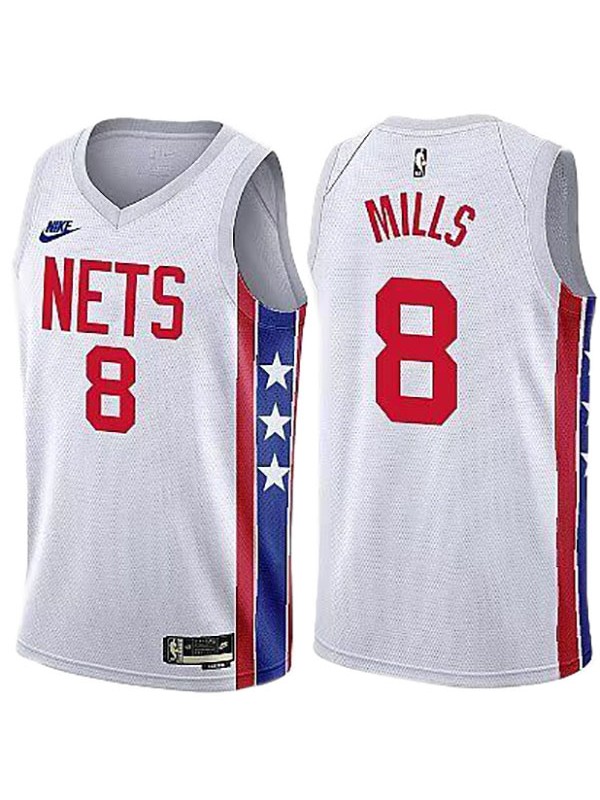 Brooklyn Nets Patty Mills maillot classique ville 8 uniforme de basket-ball swingman édition limitée chemise blanche 2023