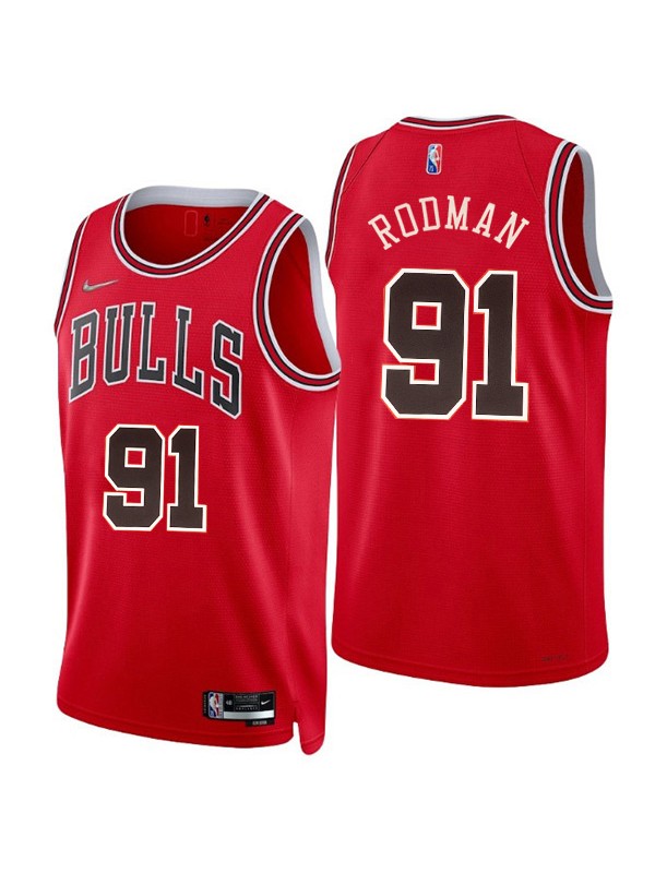 Chicago Bulls 91 Dennis Keith Rodman maillot 75e ville uniforme de basket-ball kit swingman édition limitée chemise rouge 2022
