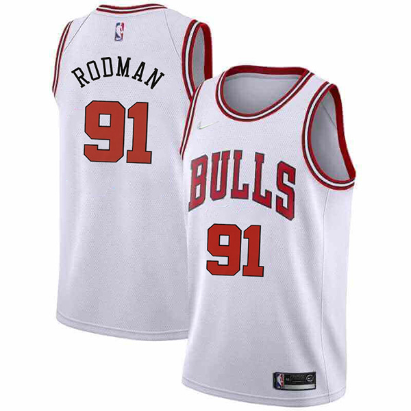 Chicago Bulls 91 Dennis Keith Rodman maillot ville uniforme de basket-ball swingman kit blanc édition limitée chemise 2022