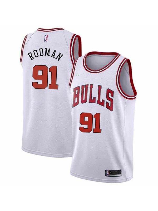 Chicago Bulls 91 Dennis Keith Rodman maillot ville uniforme de basket-ball swingman kit blanc édition limitée chemise 2022