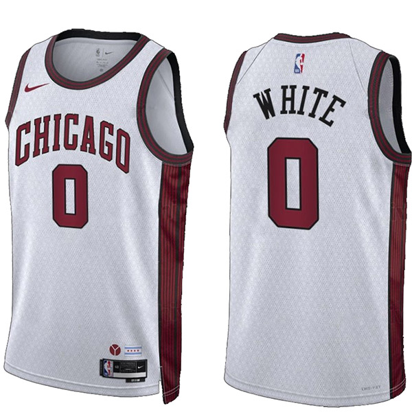 Chicago Bulls Coby White jersey men's 0 city basketball uniform swingman white kit limited edition shirt 2023