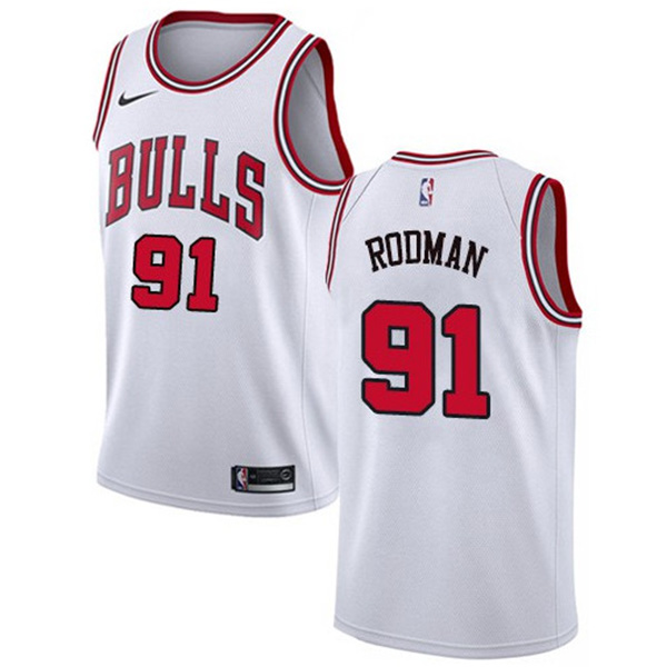Chicago Bulls Dennis Rodman 91 association swingman icon edition jersey men's basketball statement limited vest white 2021