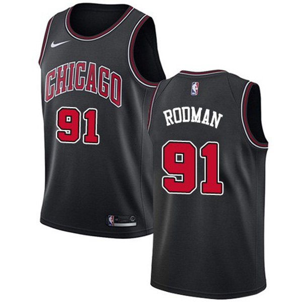 Chicago Bulls Dennis Rodman 91 authentic icon edition jersey men's basketball statement limited vest black 2021