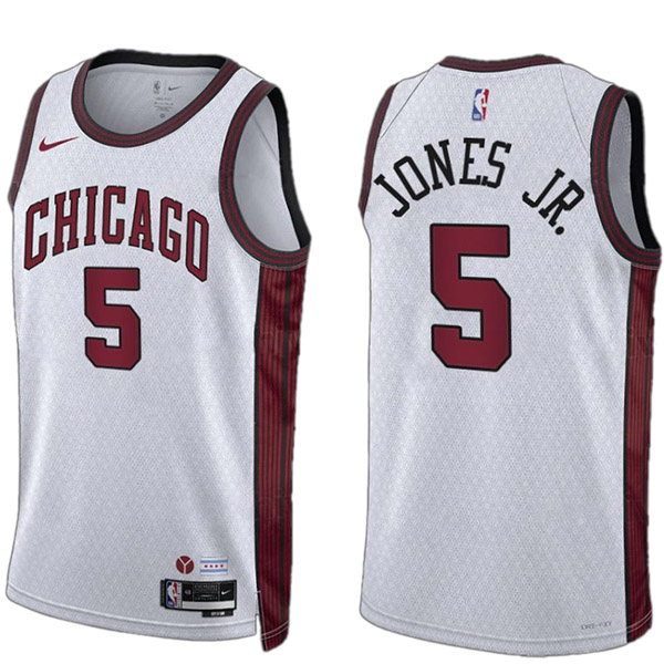 Chicago Bulls Derrick Jones Jr. jersey men's 5 city basketball uniform swingman white kit limited edition shirt 2023