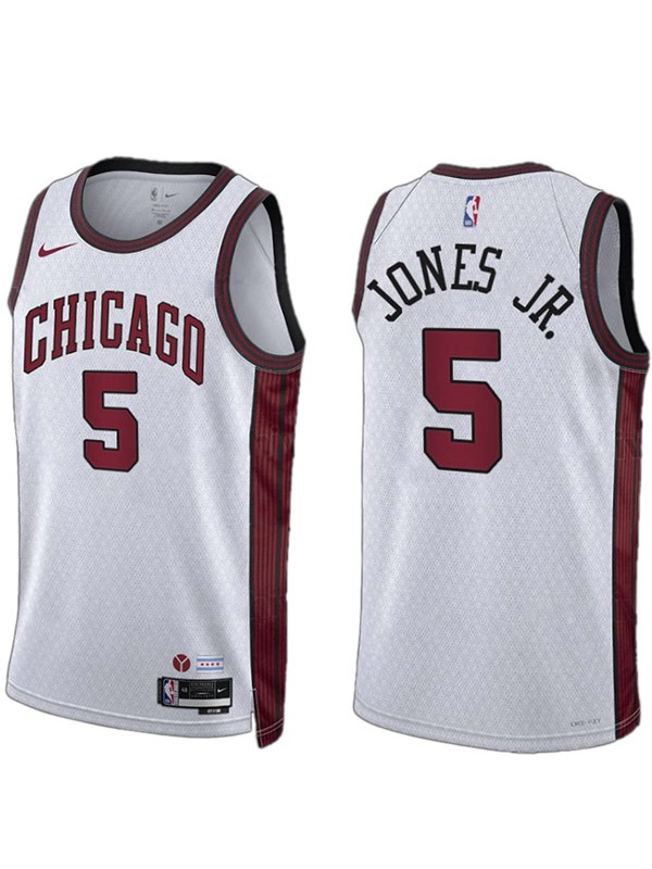 Chicago Bulls Derrick Jones Jr. jersey men's 5 city basketball uniform swingman white kit limited edition shirt 2023