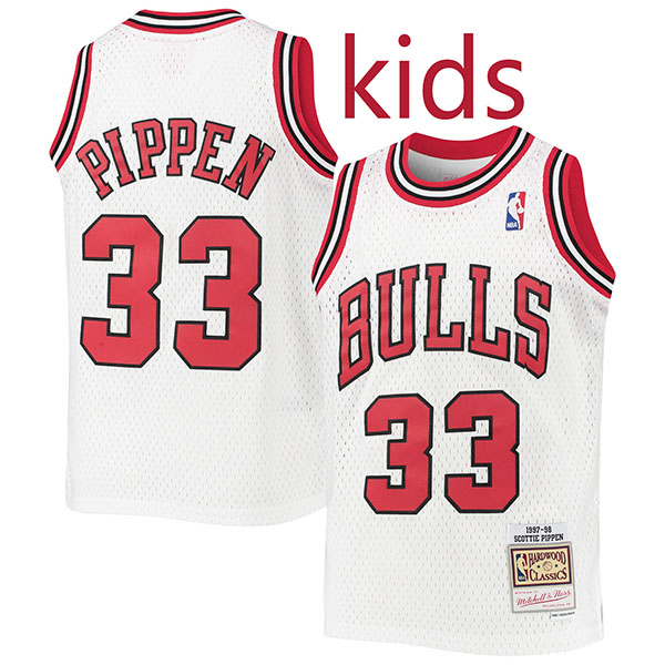 Chicago bulls kids city edition swingman retro jersey youth Scottie Pippen 33 uniform children white basketball limited vest