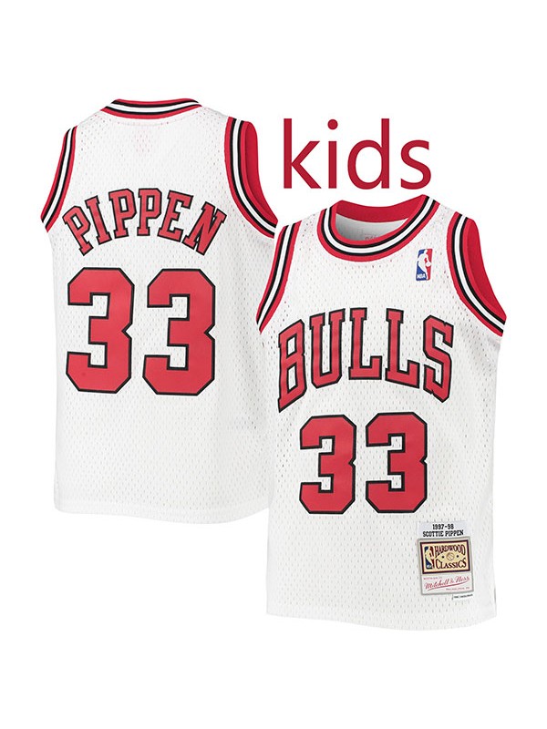 Chicago bulls kids city edition swingman retro jersey youth Scottie Pippen 33 uniform children white basketball limited vest