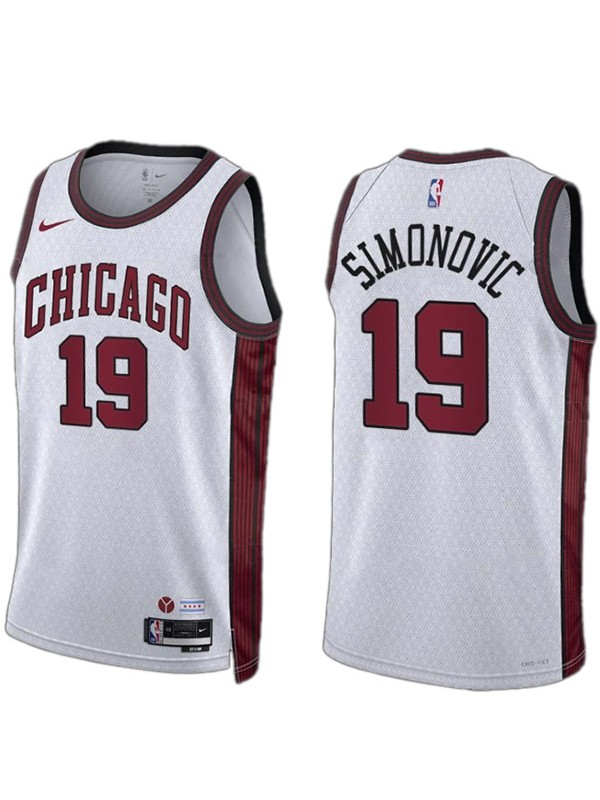 Chicago Bulls Marko Simonovic jersey men's 19 city basketball uniform swingman white kit limited edition shirt 2023
