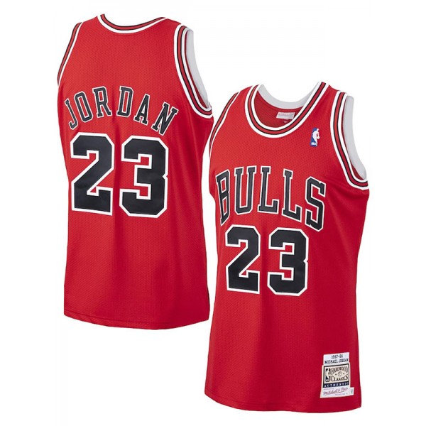Chicago bulls michael jordan maillot mitchell ness scarlett uniforme de basket-ball pour hommes swingman édition limitée chemise rouge 1997