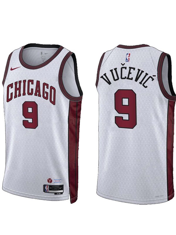 Chicago Bulls Nikola Vucevic jersey men's 9 city basketball uniform swingman white kit limited edition shirt 2023