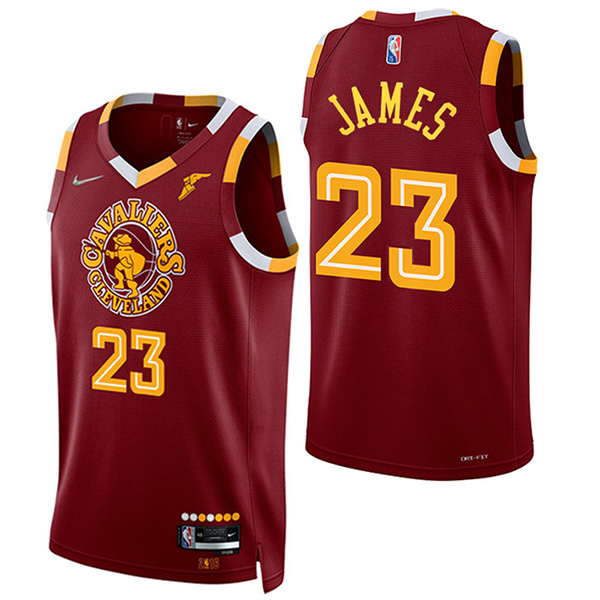 Cleveland Cavaliers 23 LeBron James maillot hommes ville uniforme de basket-ball swingman édition limitée chemise rouge 2022