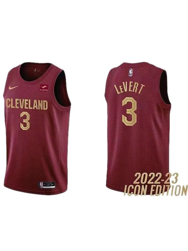 Cleveland Cavaliers 3 Levert maillot uniforme de basket-ball swingman rouge kit édition limitée 2022-2023