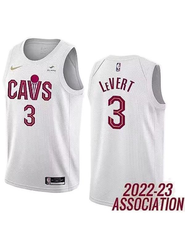 Cleveland Cavaliers 3 Levert maillot uniforme de basket-ball blanc swingman édition limitée kit 2022-2023
