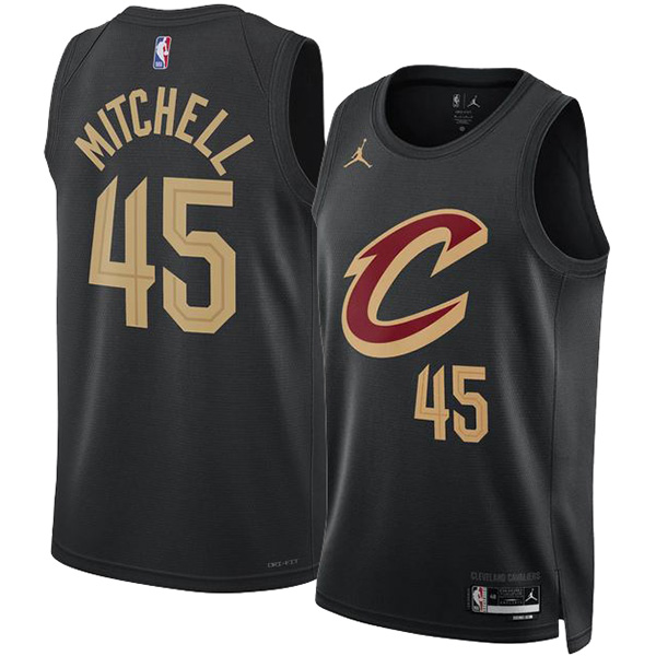 Cleveland Cavaliers Donovan Mitchell maillot de basket-ball pour hommes 45 uniforme noir swingman chemise édition limitée 2023