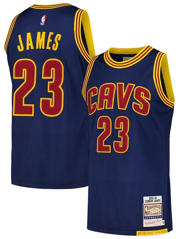 Cleveland Cavaliers LeBron James 23 maillot rétro uniforme de basket-ball bleu marine pour hommes gilet édition limitée swingman 2015-2016