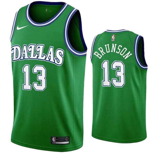 Dallas Mavericks 13 Brunson maillot maillot de basket ville rétro uniforme vert swingman édition limitée kit 2022