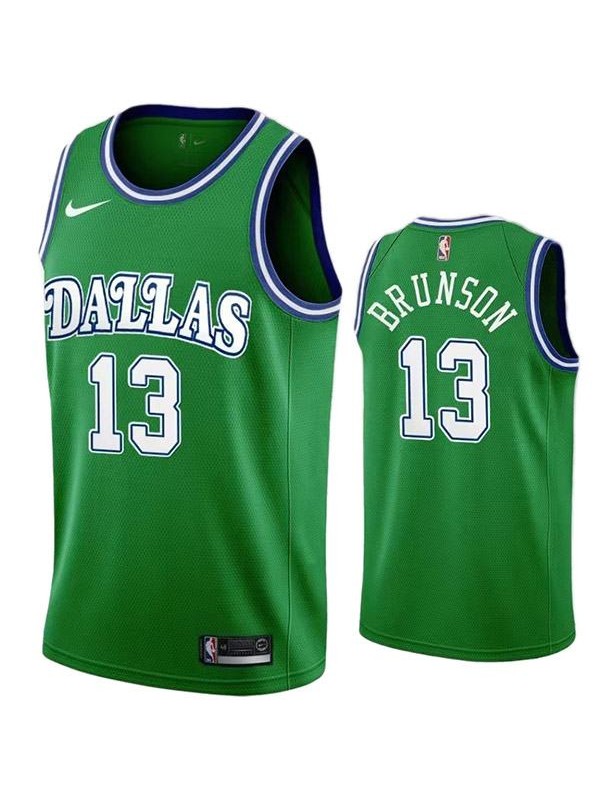 Dallas Mavericks 13 Brunson maillot maillot de basket ville rétro uniforme vert swingman édition limitée kit 2022