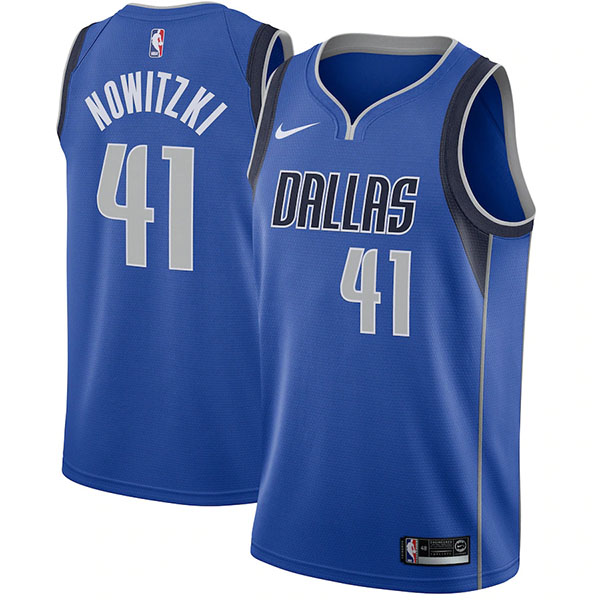 Dallas Mavericks 41 Dirk Nowitzki maillot 75e uniforme de basket-ball de la ville bleu swingman édition limitée kit 2022