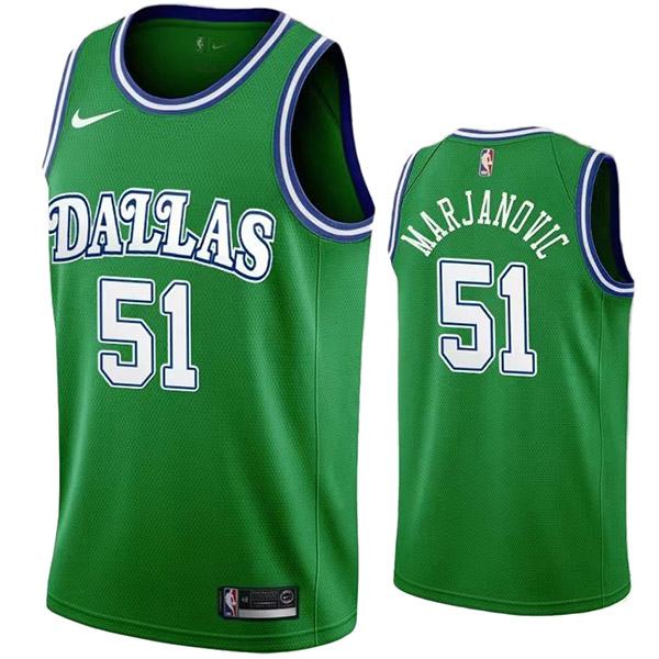 Dallas Mavericks 51 Marjanovic maillot rétro ville uniforme de basket-ball vert swingman édition limitée kit 2022
