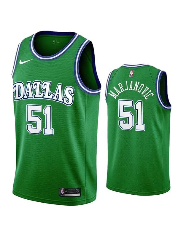 Dallas Mavericks 51 Marjanovic maillot rétro ville uniforme de basket-ball vert swingman édition limitée kit 2022
