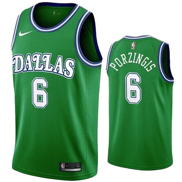 Dallas Mavericks 6 Porzingis maillot de basket ville rétro uniforme vert swingman édition limitée kit 2022