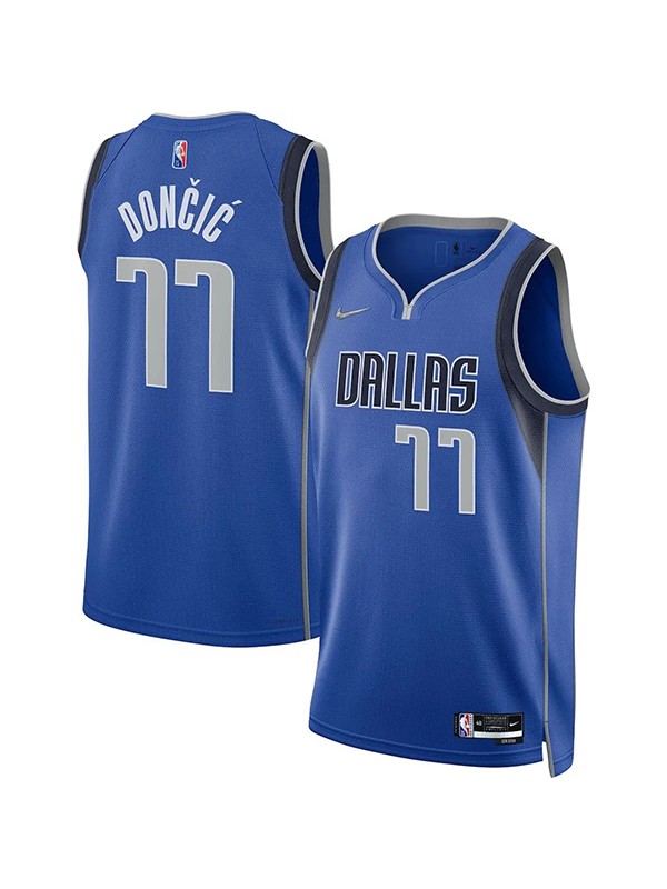 Dallas Mavericks 77 Luka Dončić maillot 75e uniforme de basket-ball de la ville bleu swingman édition limitée kit 2022