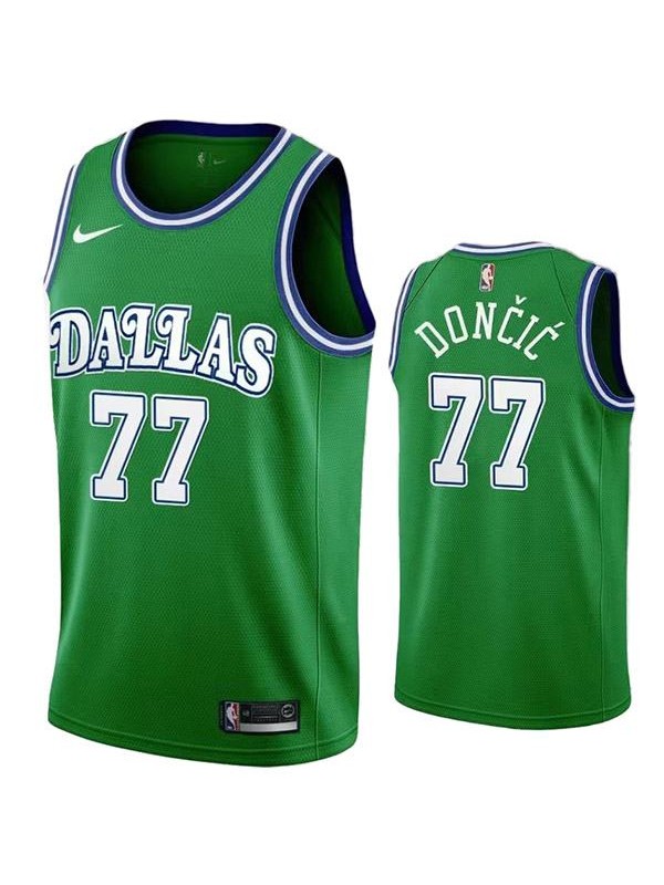Dallas Mavericks 77 Luka Dončić maillot rétro ville uniforme de basket-ball vert swingman édition limitée kit 2022