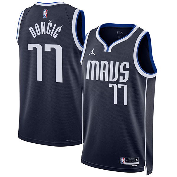 Dallas mavericks jordan statement edition swingman jersey men's navy luka doncic basketball uniform limited vest