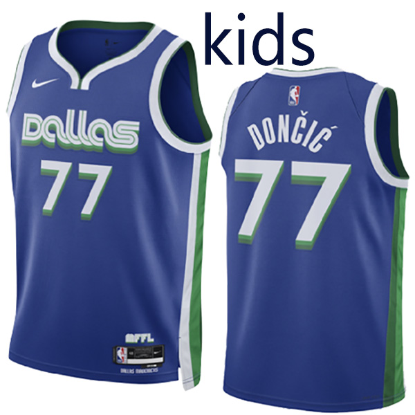 Dallas mavericks jordan statement edition swingman kids jersey youth luka doncic 77 blue basketball uniform children limited vest