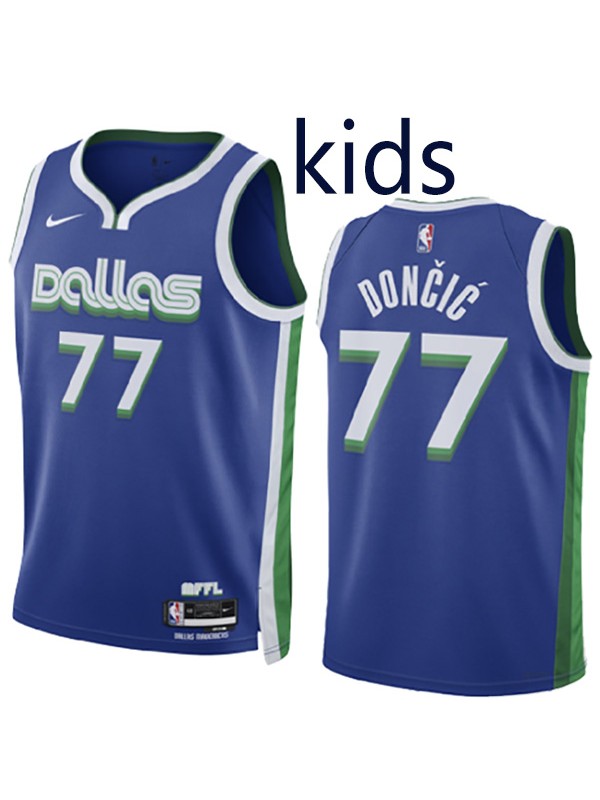 Dallas mavericks jordan statement edition swingman kids jersey youth luka doncic 77 blue basketball uniform children limited vest