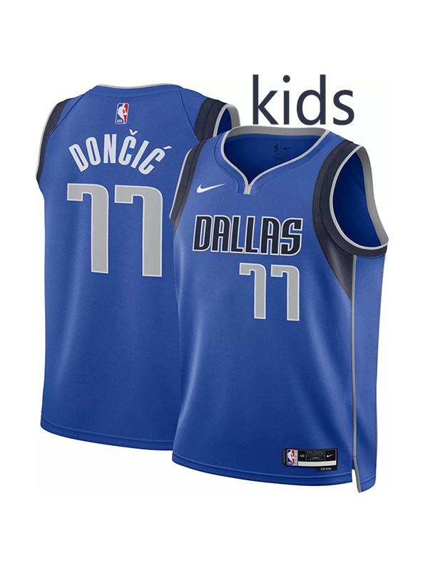 Dallas mavericks jordan statement edition swingman kids jersey youth luka doncic 77 navy gray basketball uniform children limited vest
