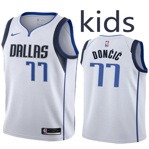 Dallas mavericks jordan statement edition swingman kids jersey youth luka doncic 77 white basketball uniform children limited vest