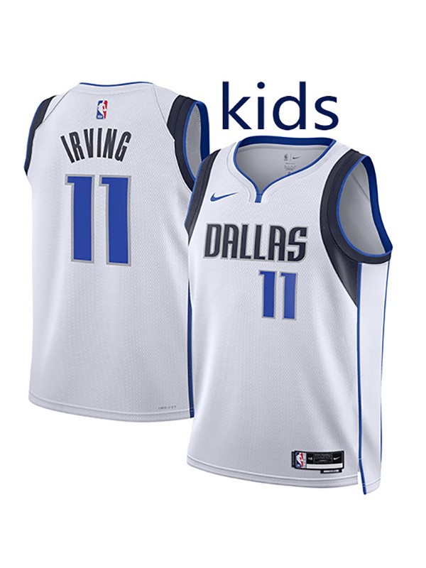 Dallas Mavericks Kyrie Irving 11 kids city edition swingman jersey youth white blue uniform children basketball limited vest