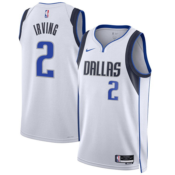 Dallas Mavericks Kyrie Irving #2 swingman jersey basketball uniform swingman white navy kit limited edition shirt 2022-2023