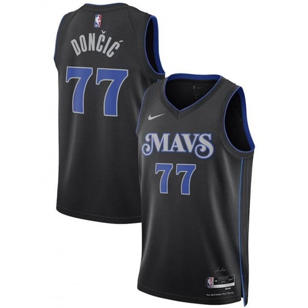 Dallas Mavericks Luka Doncic 77 maillot édition gilet noir limité de déclaration de basket-ball City Edition pour hommes