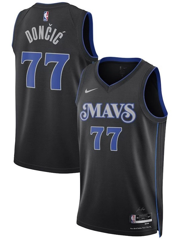 Dallas Mavericks Luka Doncic 77 maillot édition gilet noir limité de déclaration de basket-ball City Edition pour hommes