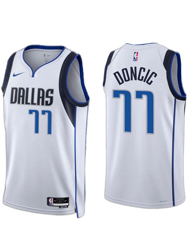 Dallas Mavericks Luka Doncic maillot ville édition blanc 77 uniforme de basket-ball swingman édition limitée chemise 2023