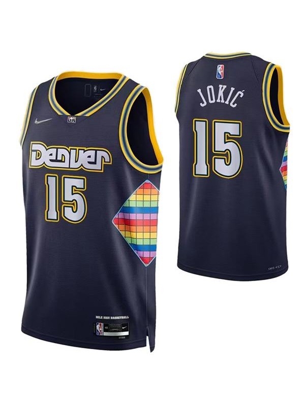 Denver Nuggets 15 Jokic jersey navy classic edition basketball uniform swingman kit limited shirt 2022-2023