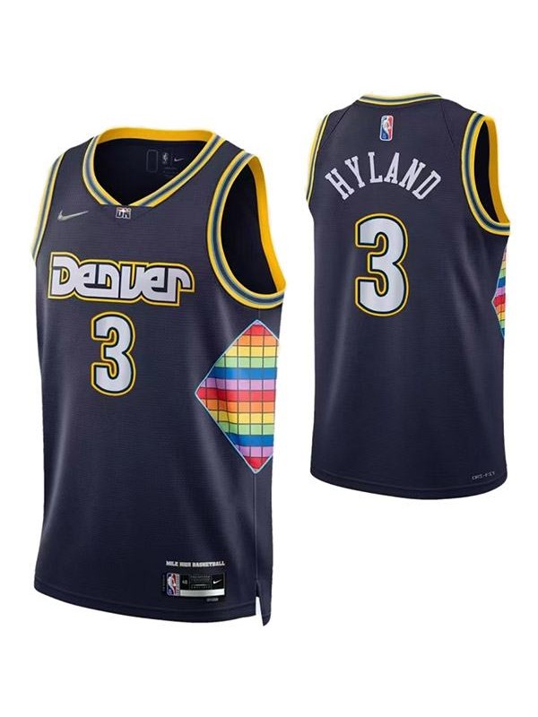 Denver Nuggets 3 Hyland jersey navy classic edition basketball uniform swingman kit limited shirt 2022-2023