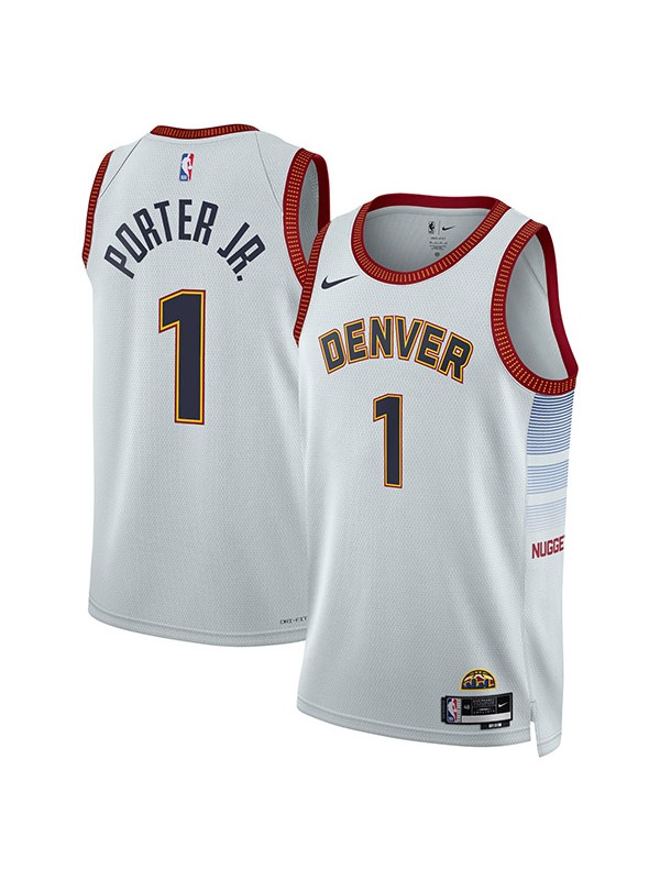 Denver Nuggets city edition swingman jersey 1# Michael Porter Jr. uniform gray unisex kit 2022-2023