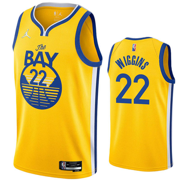 Golden State Warriors 22 maillot Andrew Wiggins le kit de swingman uniforme de basket-ball de la ville chemise jaune en édition limitée 2022